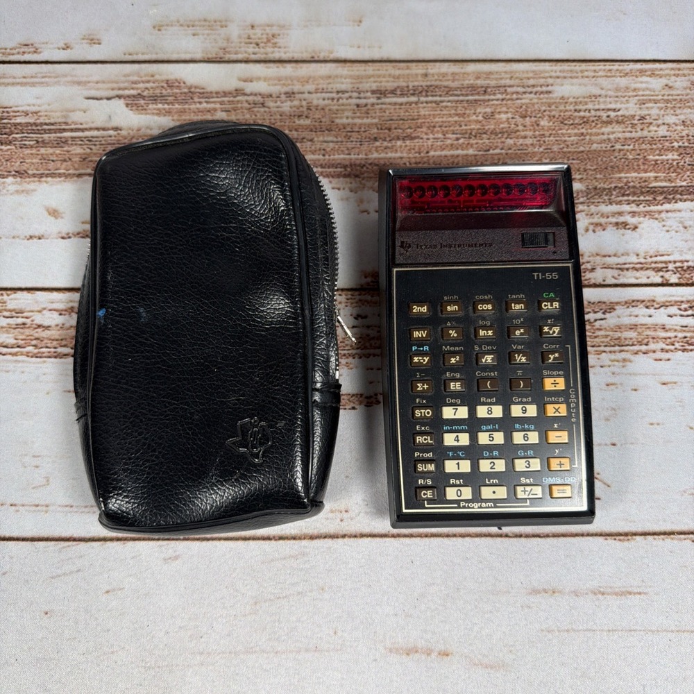 TI-55 Texas Instruments Electronic Scientific Calculator LED Vintage